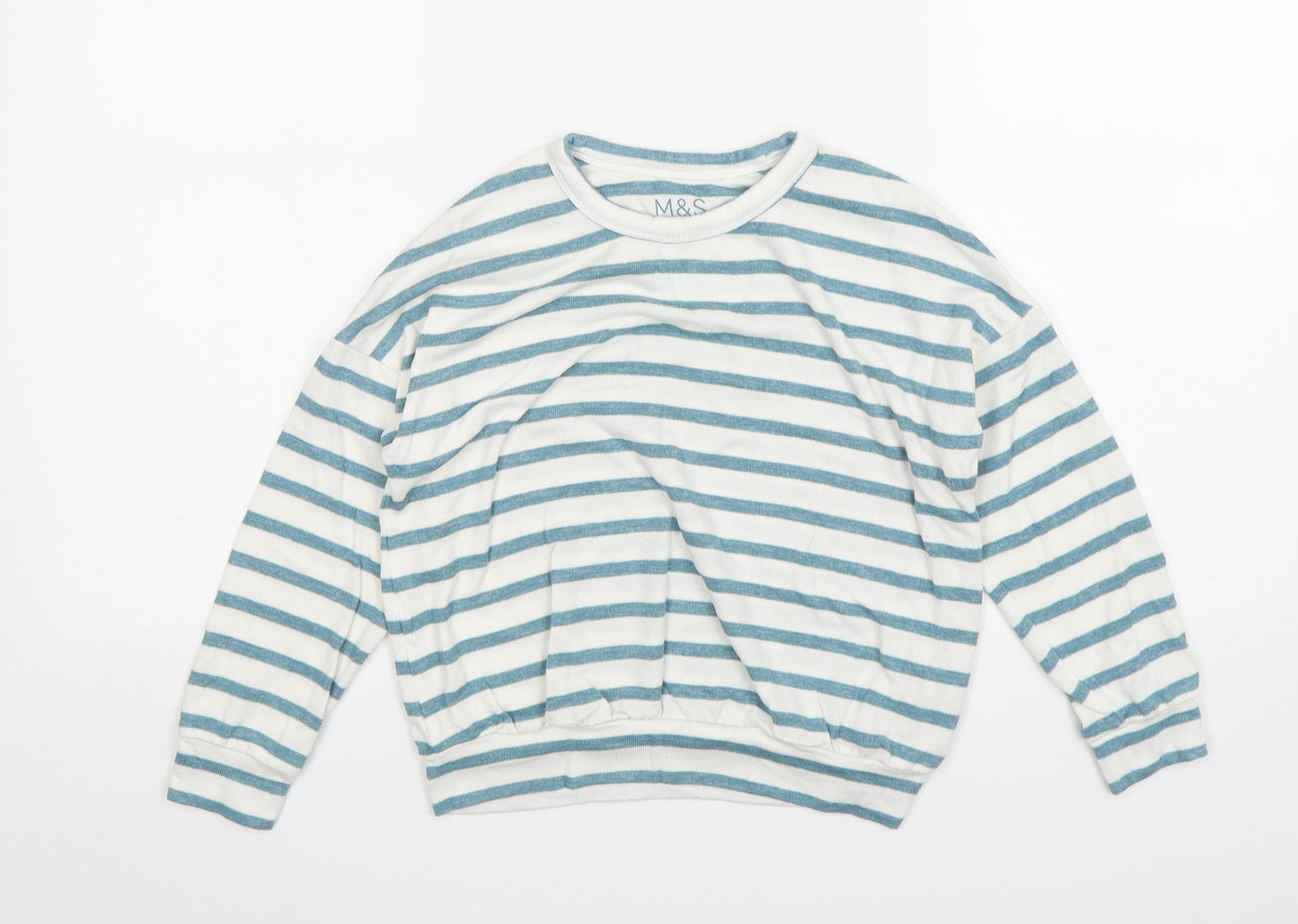 M&S Girls Multicoloured Striped Cotton Pullover Sweatshirt Size 8-9 Years