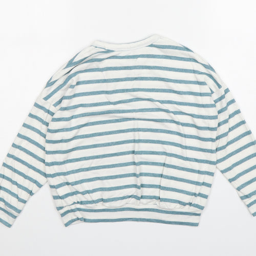 M&S Girls Multicoloured Striped Cotton Pullover Sweatshirt Size 8-9 Years