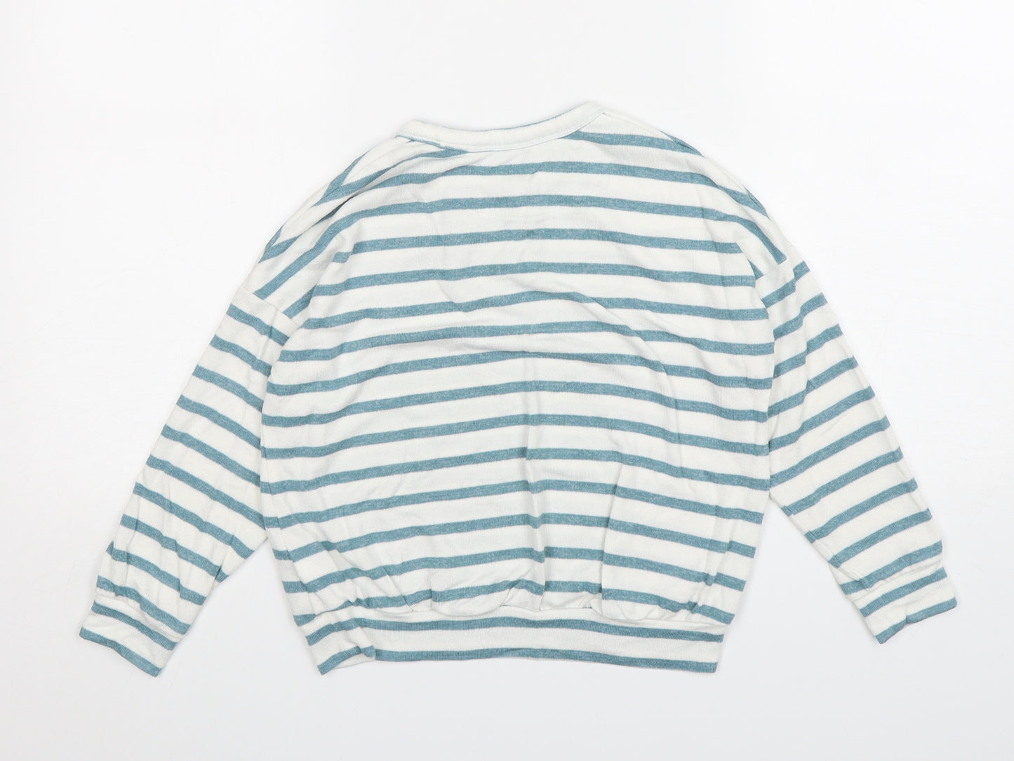 M&S Girls Multicoloured Striped Cotton Pullover Sweatshirt Size 8-9 Years