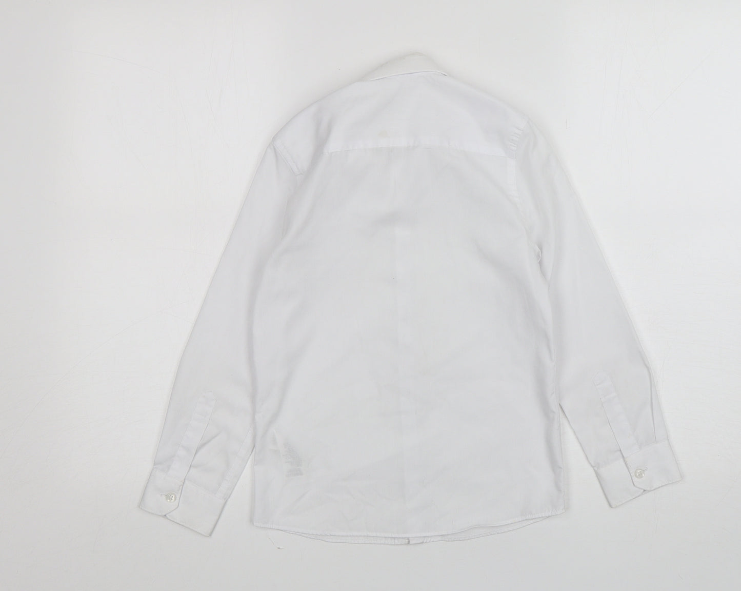 M&S Boys White  Polyester Basic Button-Up Size 8-9 Years Collared  - School Wear