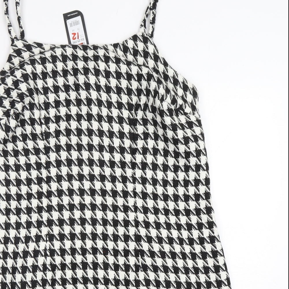 New Look Womens Multicoloured Houndstooth Polyester Tank Dress  Size 18  V-Neck