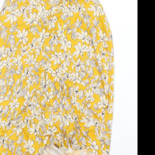 F&F Womens Yellow Floral  Basic Tank Size 6 V-Neck