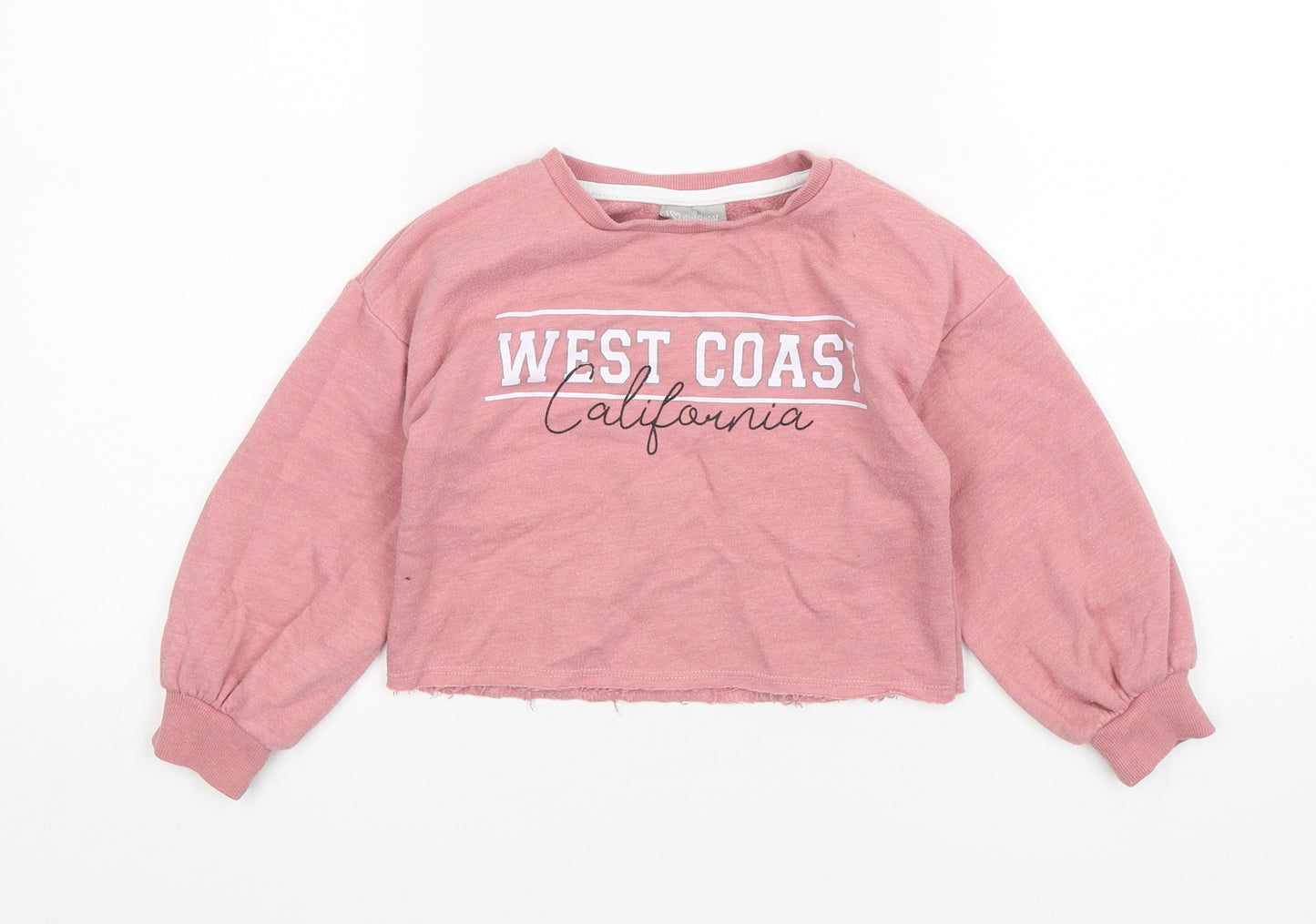 Matalan Girls Pink  Cotton Pullover Sweatshirt Size 5 Years   - Cropped