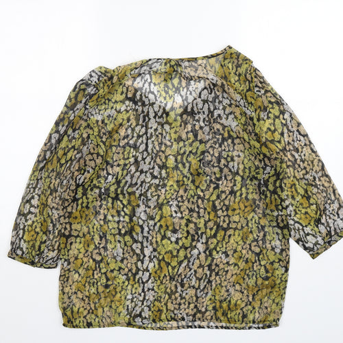 flame  Womens Multicoloured Animal Print  Basic Blouse Size M V-Neck