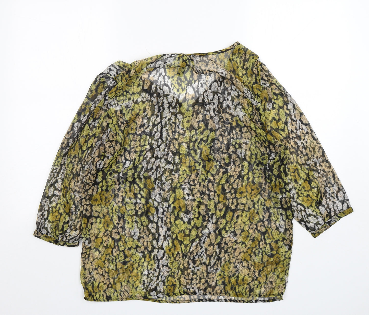 flame  Womens Multicoloured Animal Print  Basic Blouse Size M V-Neck