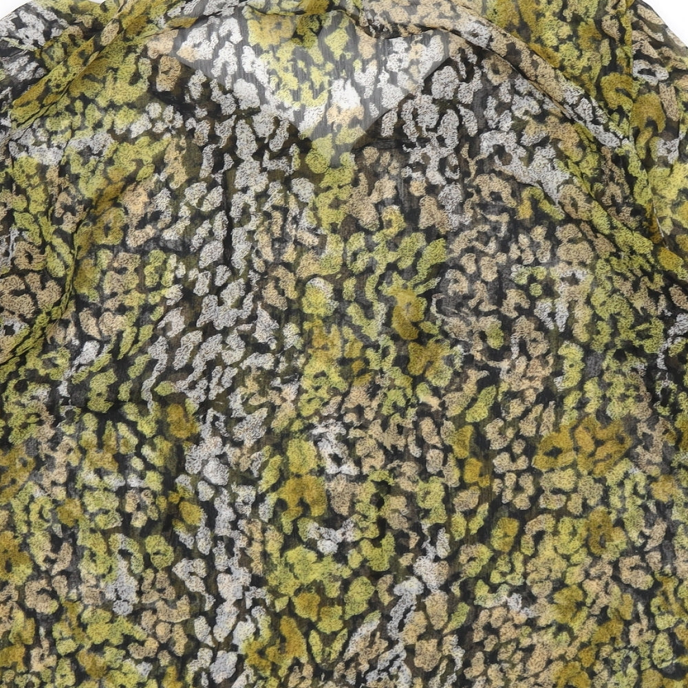 flame  Womens Multicoloured Animal Print  Basic Blouse Size M V-Neck
