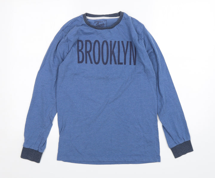 Matalan Boys Blue Cotton Basic T-Shirt Size 12-13 Years Round Neck