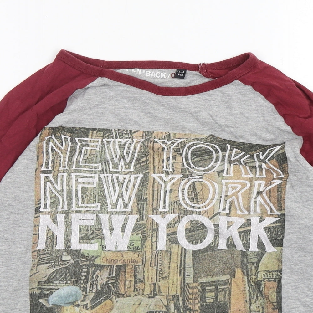 BHS Boys Multicoloured  Cotton Basic T-Shirt Size 13-14 Years Round Neck  - New York