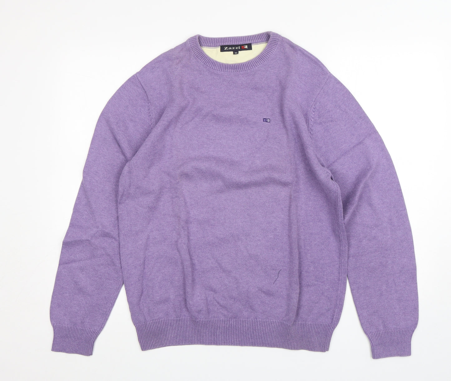 Zazzi Mens Purple Round Neck  Cotton Pullover Jumper Size M