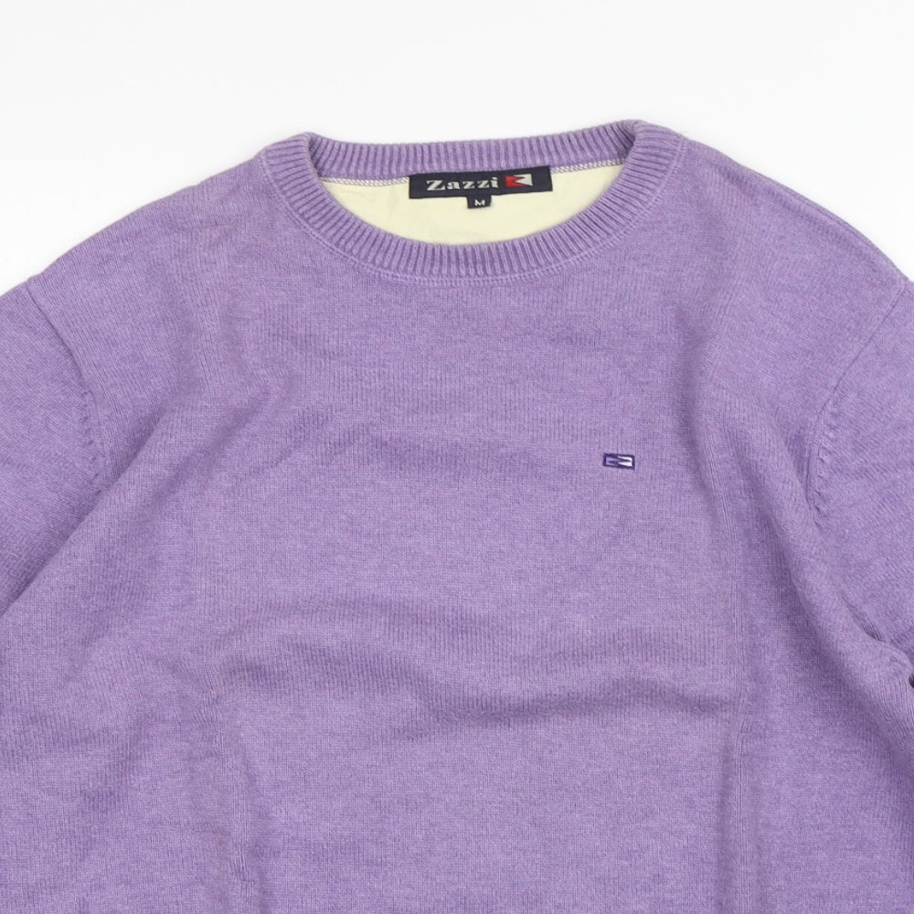 Zazzi Mens Purple Round Neck  Cotton Pullover Jumper Size M