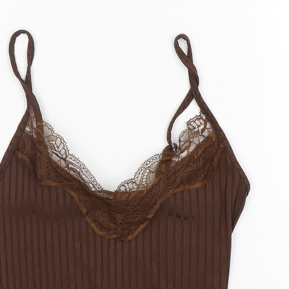 Shein  Womens Brown  Polyester Camisole Tank Size XS V-Neck