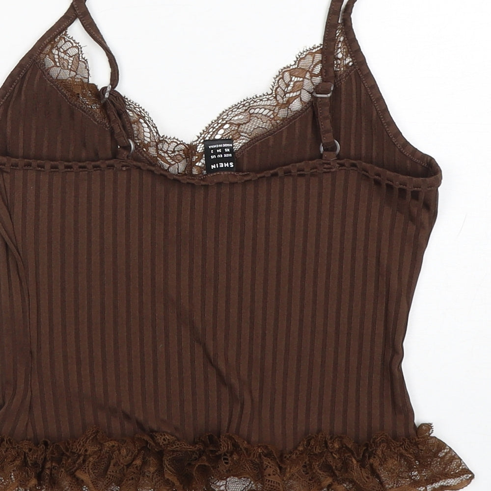 Shein  Womens Brown  Polyester Camisole Tank Size XS V-Neck