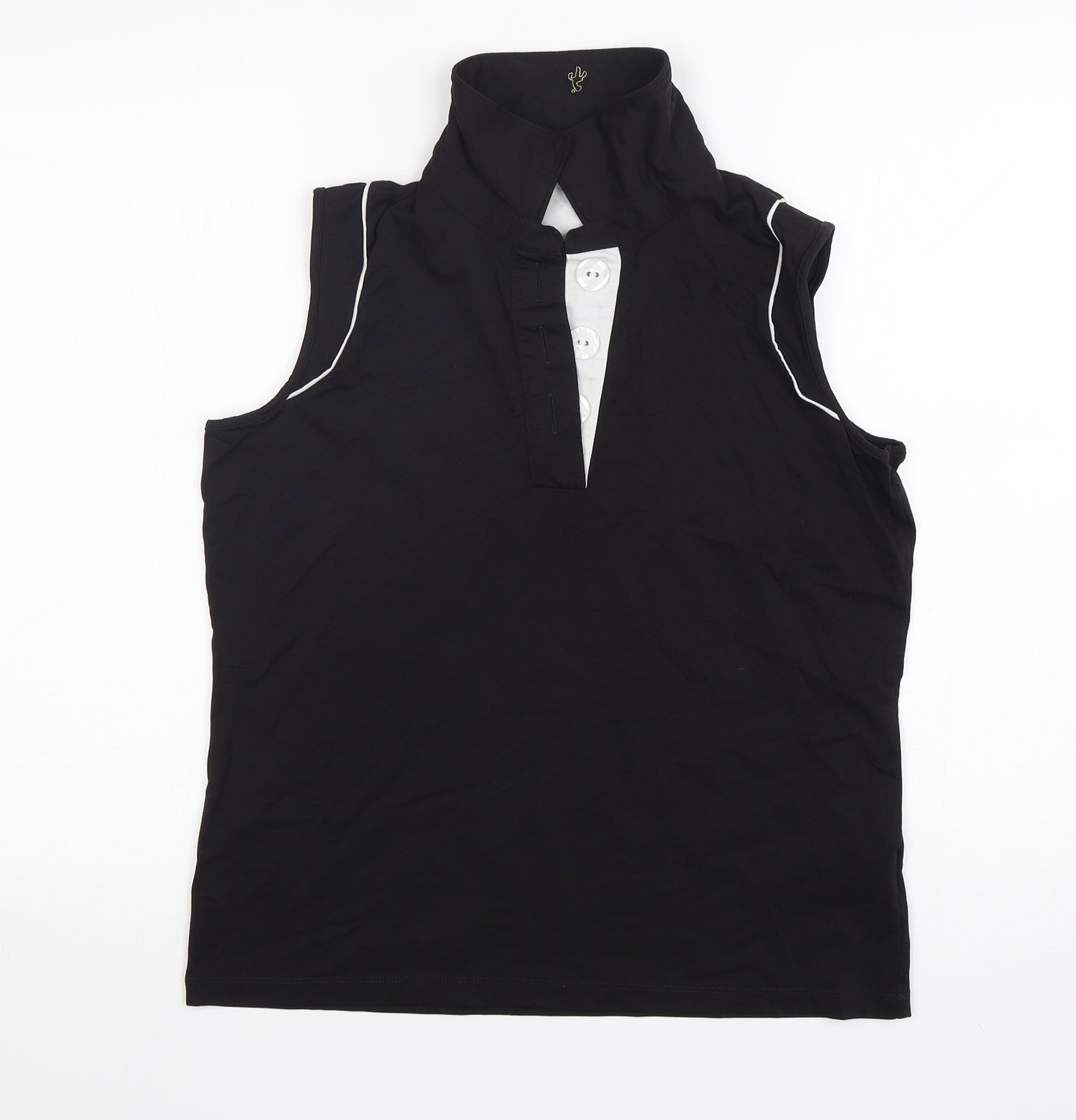 Green Lamb Womens Black  Nylon Basic Tank Size 14 Collared