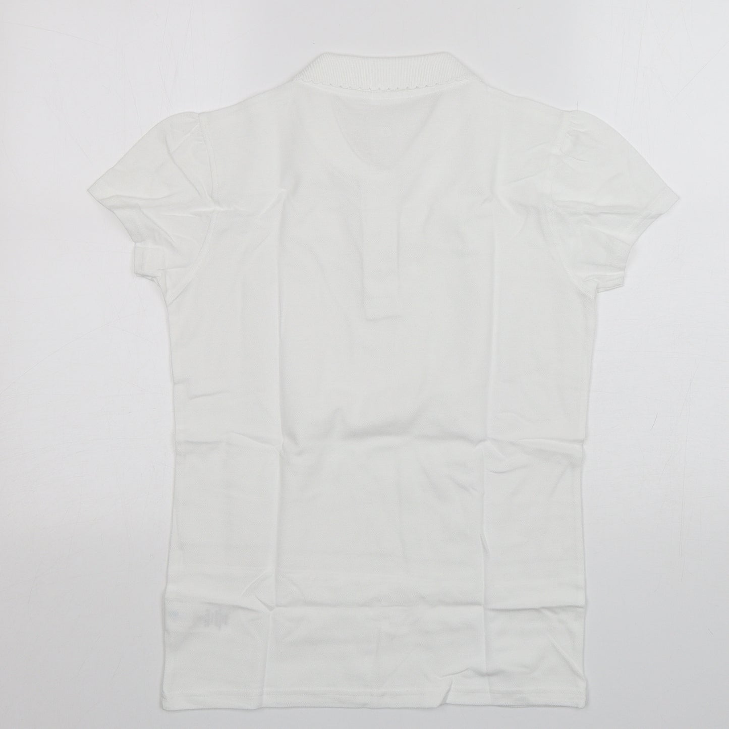 George Girls White  Cotton Basic Polo Size 12-13 Years Collared