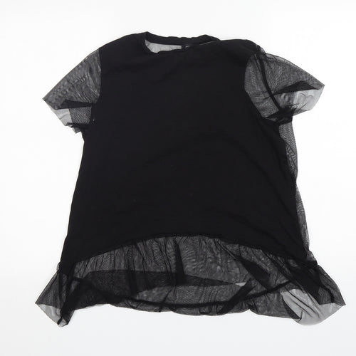 River Island  Womens Black  Polyester Basic T-Shirt Size 10 Round Neck
