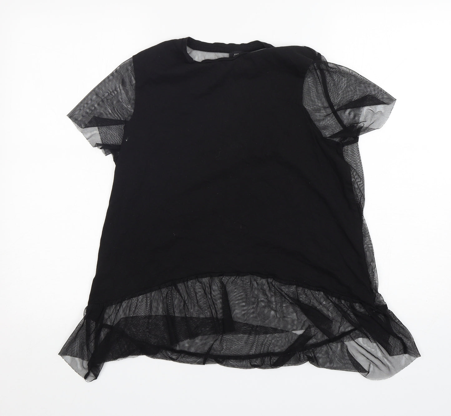 River Island  Womens Black  Polyester Basic T-Shirt Size 10 Round Neck