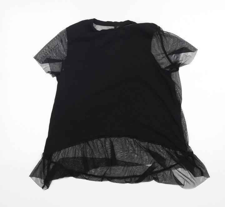 River Island  Womens Black  Polyester Basic T-Shirt Size 10 Round Neck