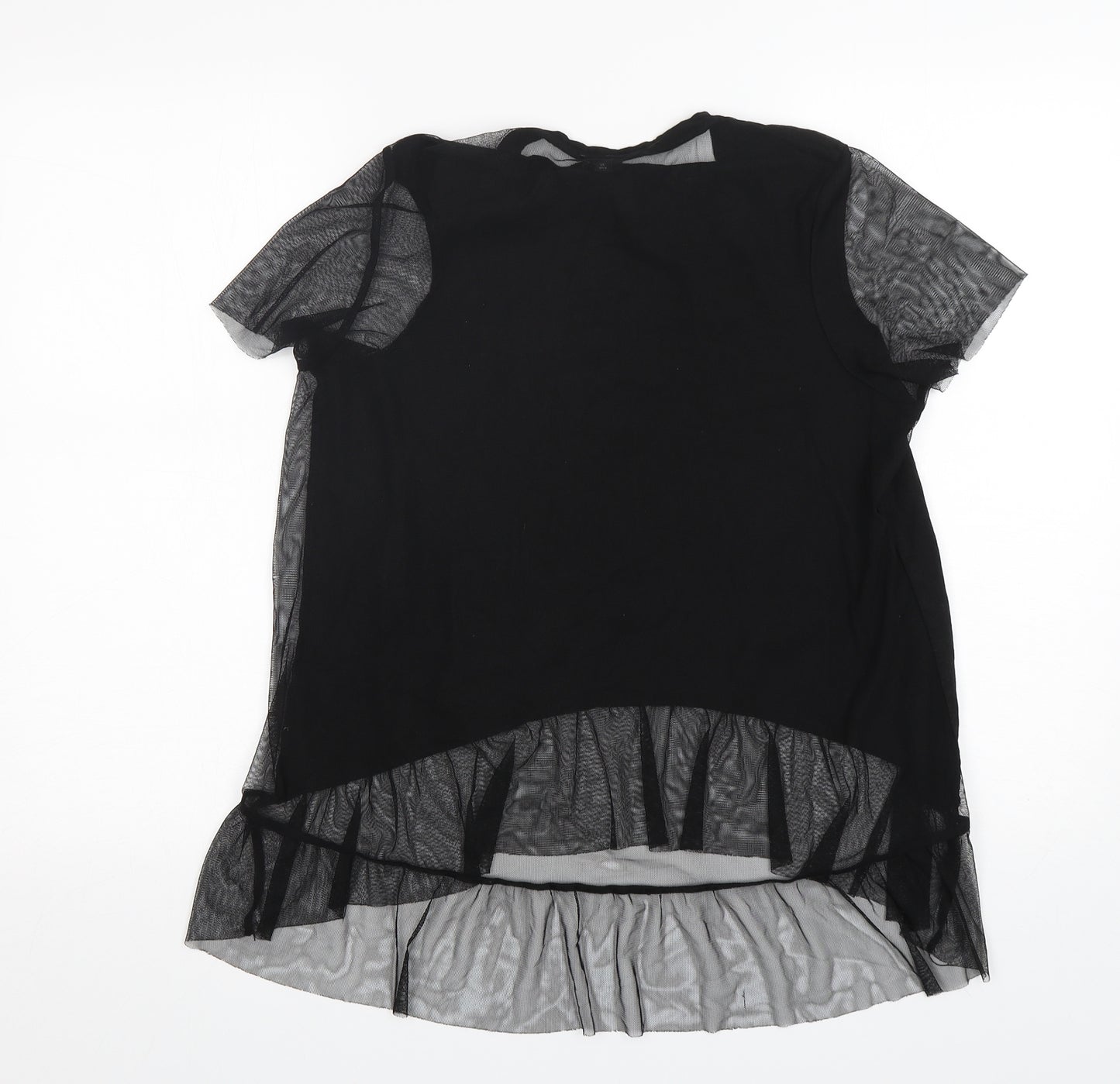 River Island  Womens Black  Polyester Basic T-Shirt Size 10 Round Neck