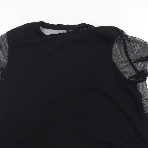 River Island  Womens Black  Polyester Basic T-Shirt Size 10 Round Neck