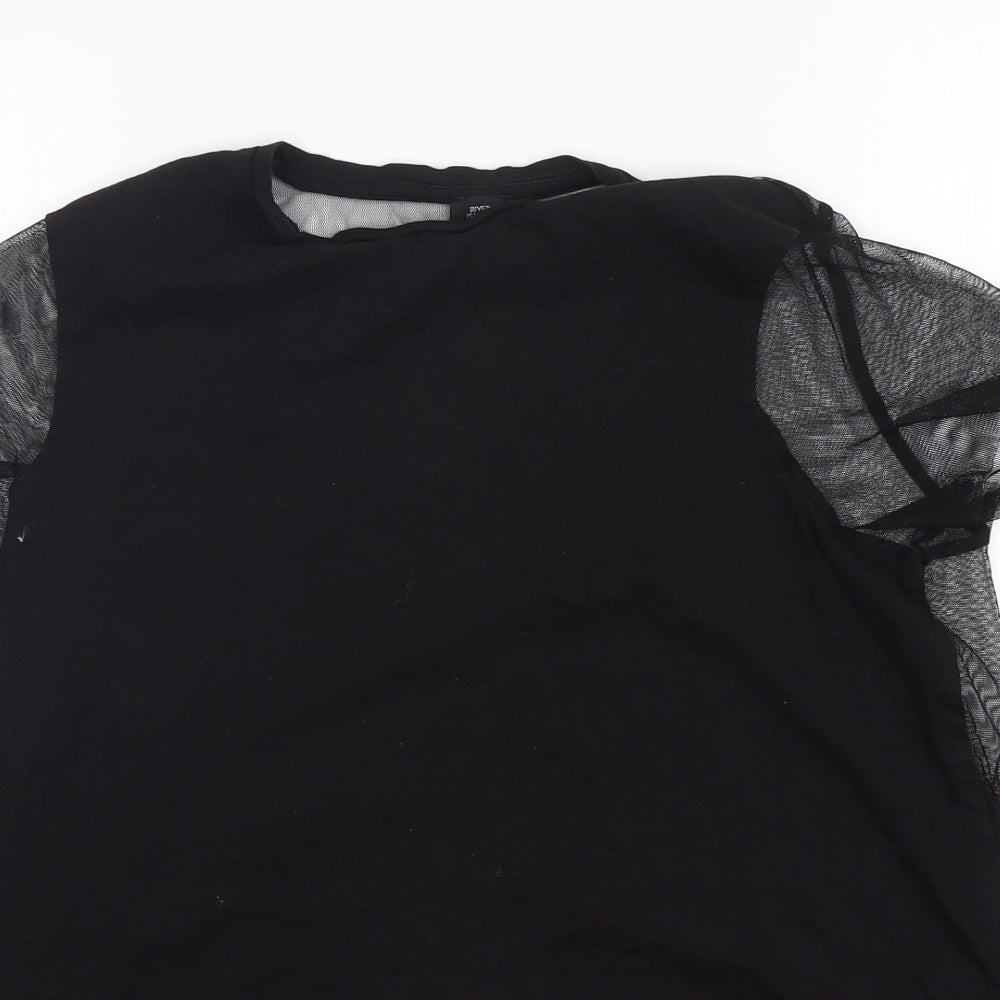 River Island  Womens Black  Polyester Basic T-Shirt Size 10 Round Neck