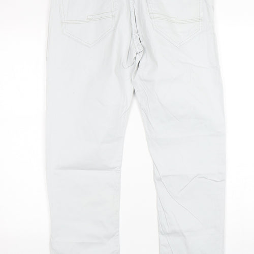 REMUS Mens White  Cotton Straight Jeans Size 34 L30 in Slim
