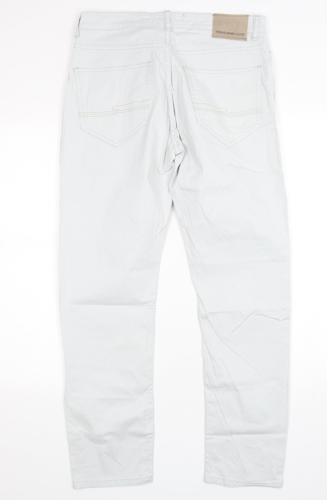REMUS Mens White  Cotton Straight Jeans Size 34 L30 in Slim