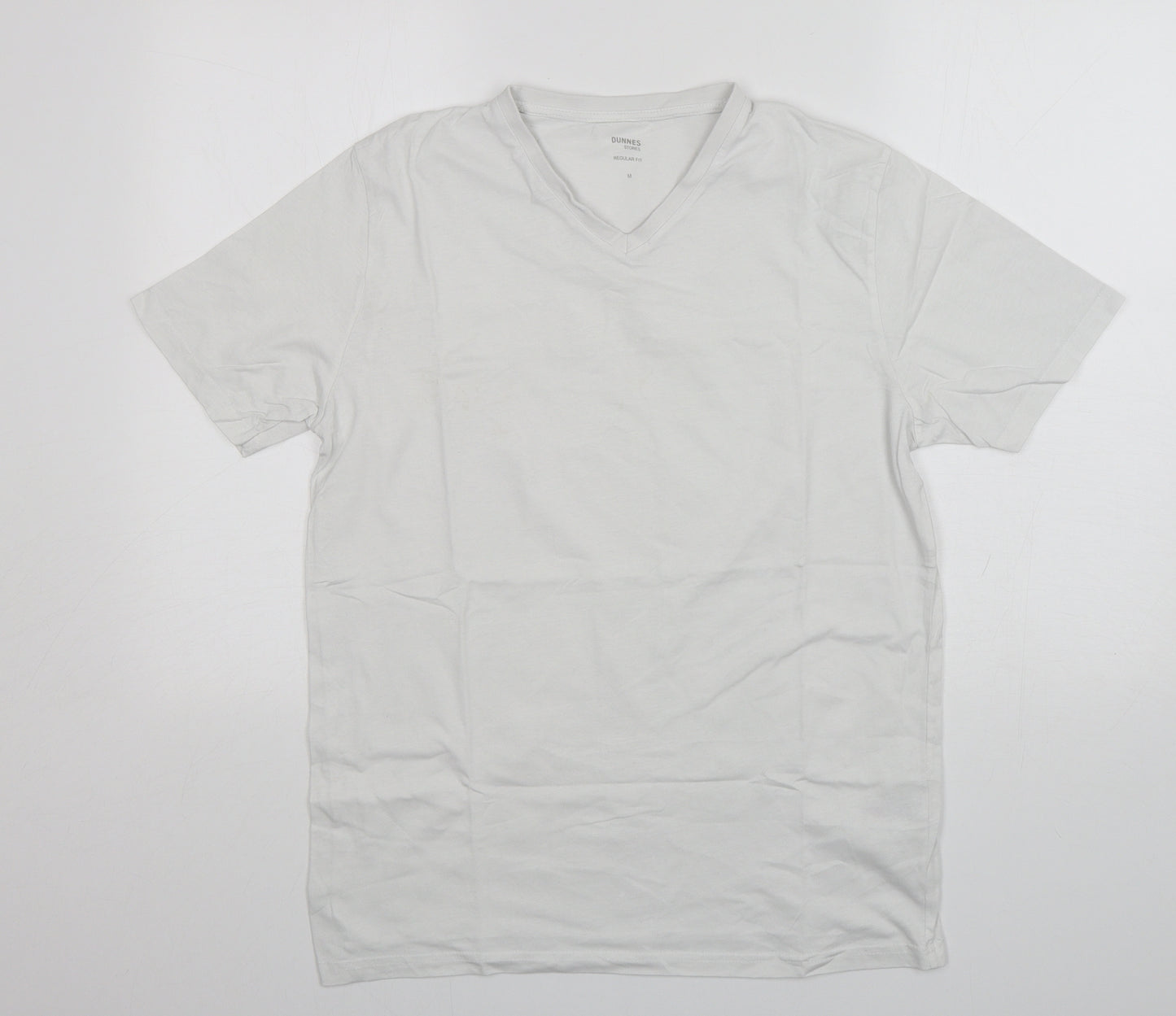 Dunnes Stores Mens White  Cotton  T-Shirt Size M V-Neck