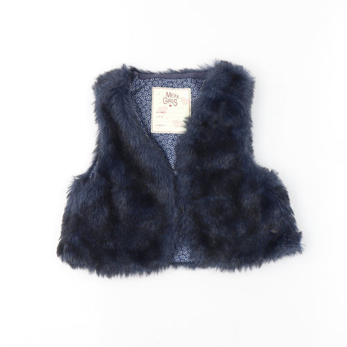 Mexx Girls Blue   Gilet Waistcoat Size L  Hook & Eye - Fur Waistcoat
