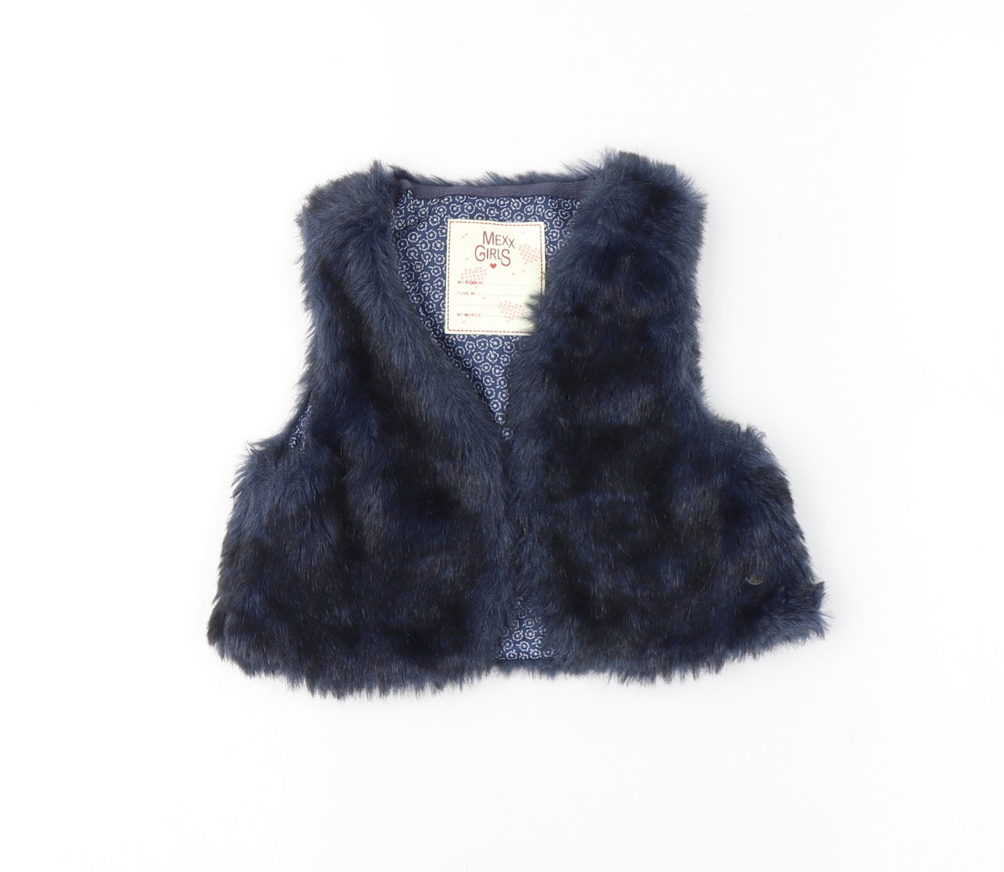 Mexx Girls Blue   Gilet Waistcoat Size L  Hook & Eye - Fur Waistcoat
