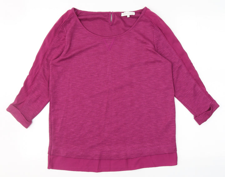 RJR.John Rocha Womens Purple Polyester Basic T-Shirt Size 10 Scoop Neck