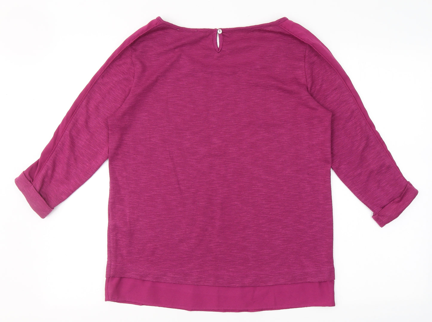 RJR.John Rocha Womens Purple  Polyester Basic T-Shirt Size 10 Scoop Neck