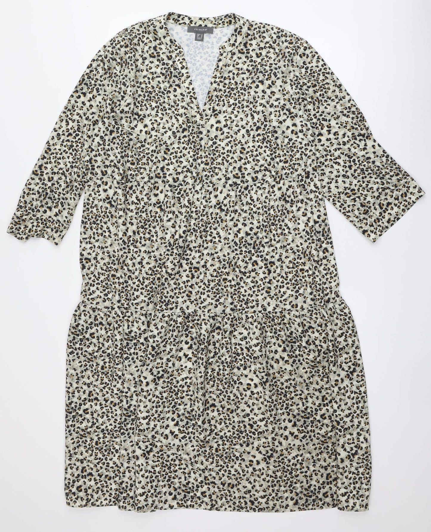 Primark Womens Multicoloured Animal Print Polyester A-Line  Size 14  V-Neck