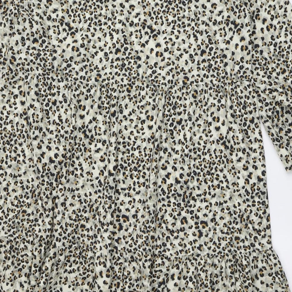 Primark Womens Multicoloured Animal Print Polyester A-Line  Size 14  V-Neck