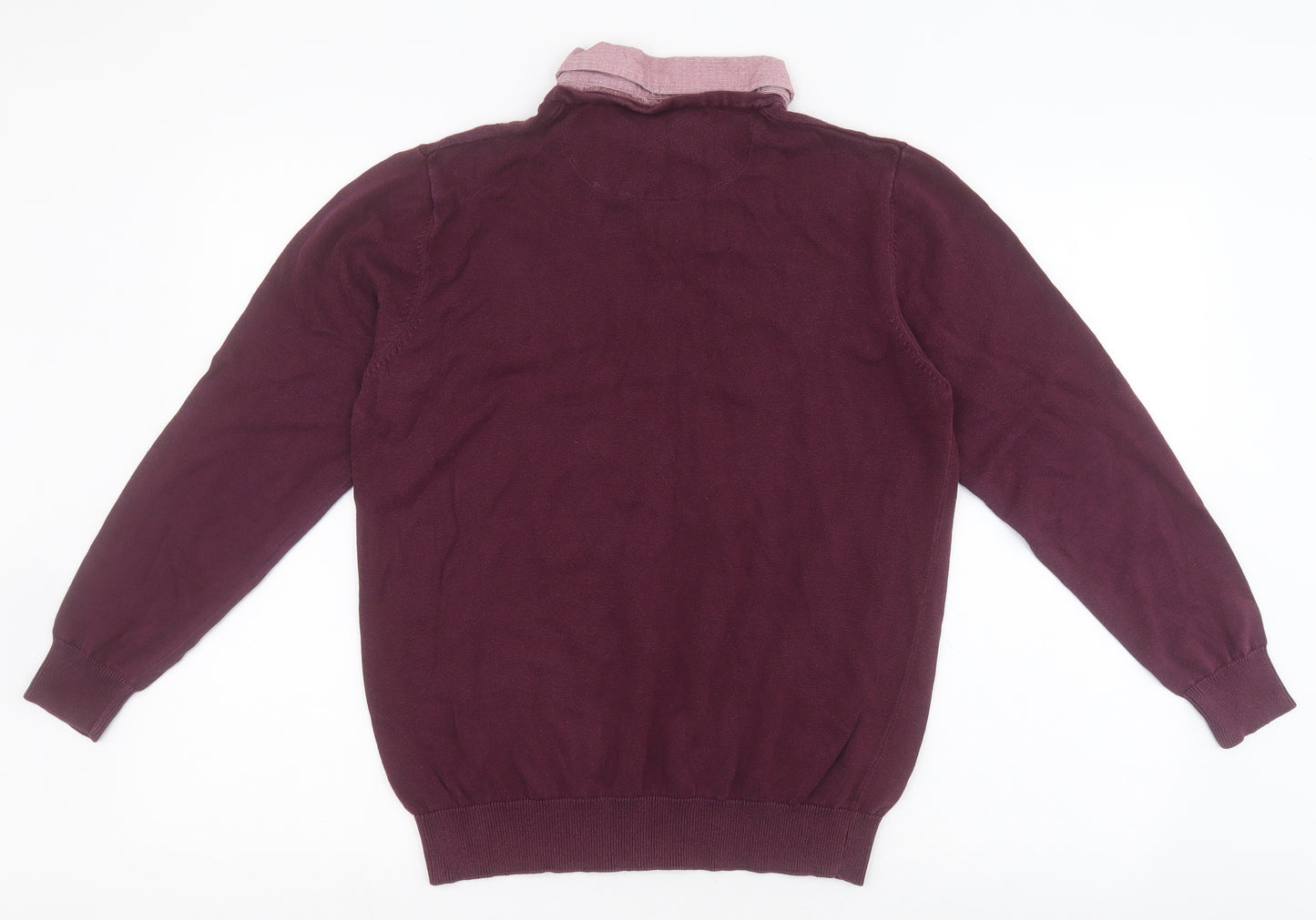 George Mens Purple Round Neck  Cotton Pullover Jumper Size M   - Shirt Collar