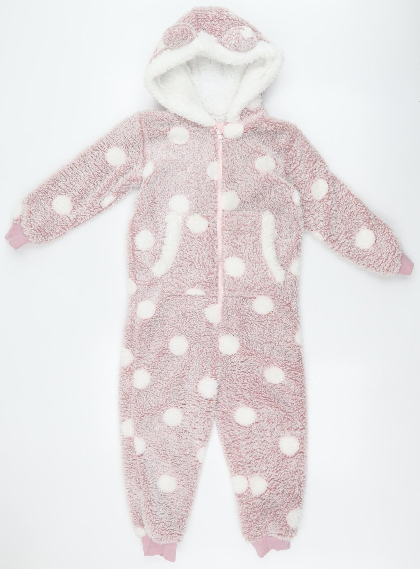 George Girls Pink Spotted Polyester  One Piece Size 6-7 Years  Zip