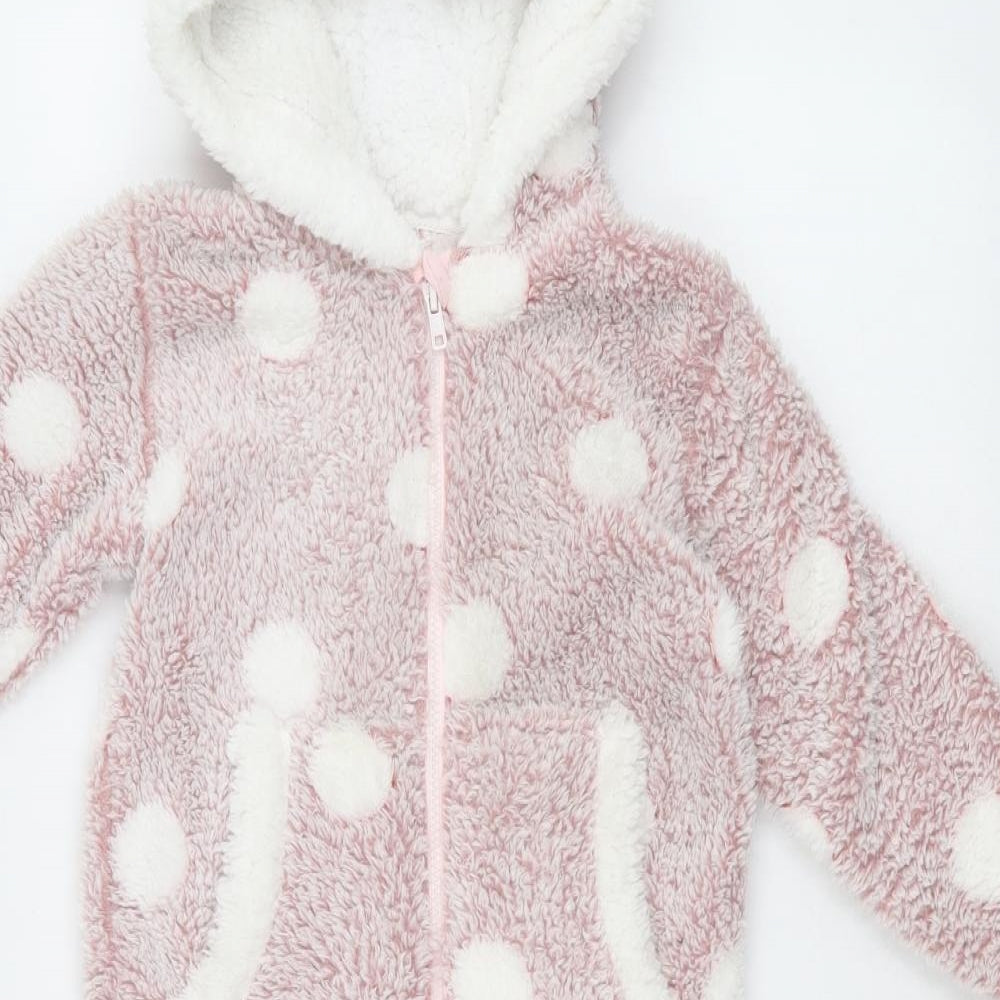 George Girls Pink Spotted Polyester  One Piece Size 6-7 Years  Zip