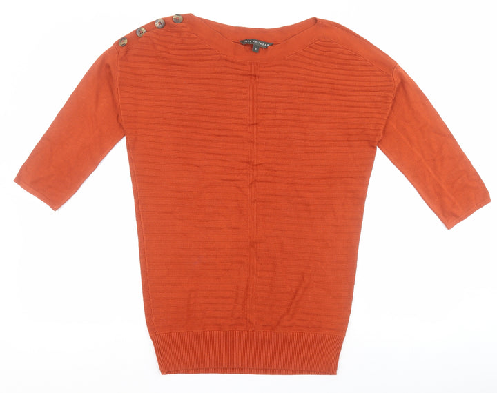 Bonmarché Womens Orange Boat Neck  Viscose Pullover Jumper Size 12