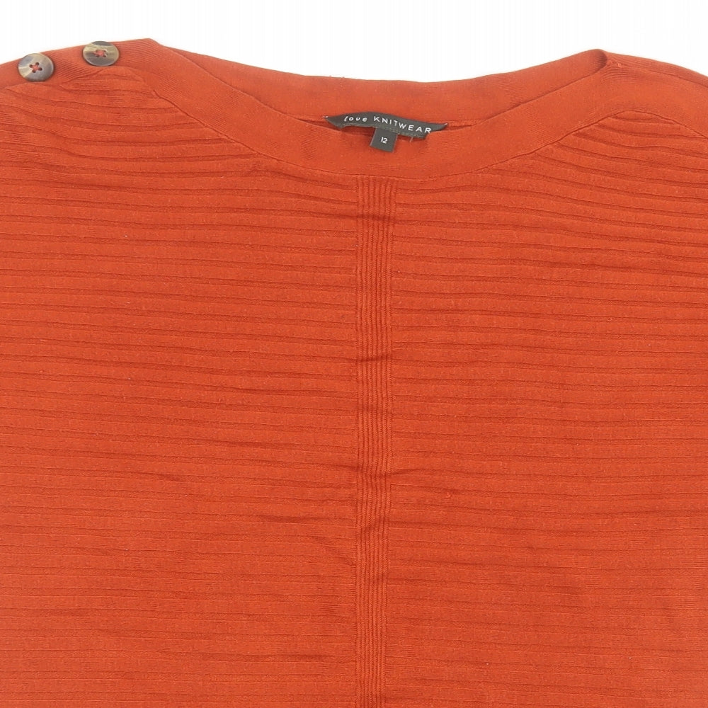 Bonmarché Womens Orange Boat Neck  Viscose Pullover Jumper Size 12