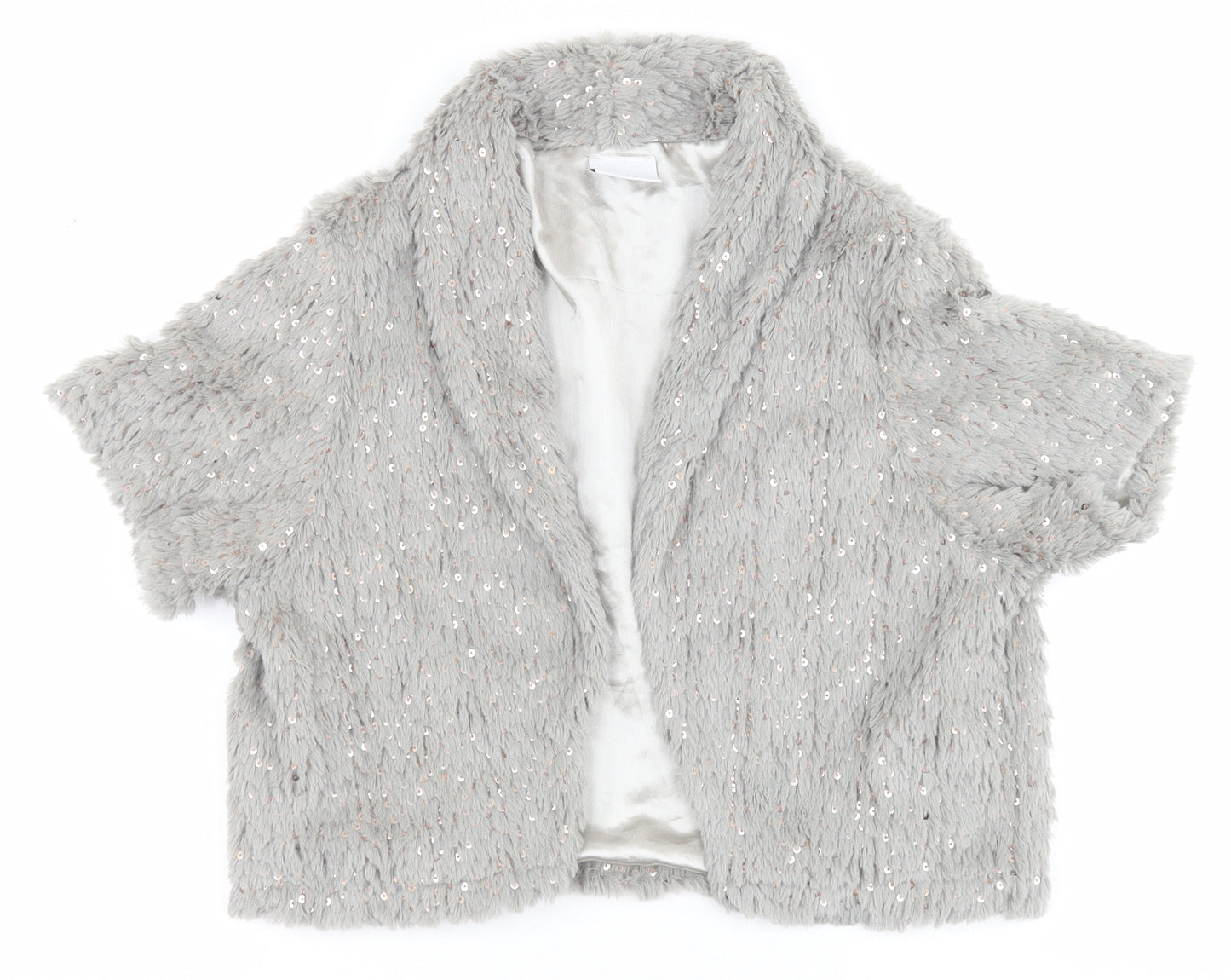 NEXT Womens Grey V-Neck  Polyester Shrug Jumper Size L