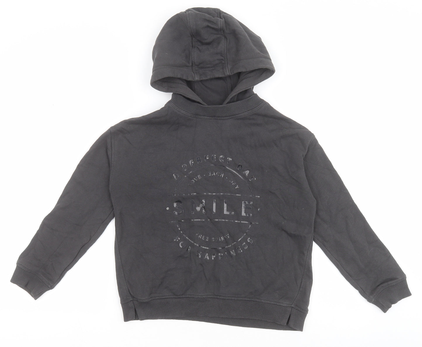 NEXT Girls Black  100% Cotton Pullover Hoodie Size 8 Years   - Free Spirit