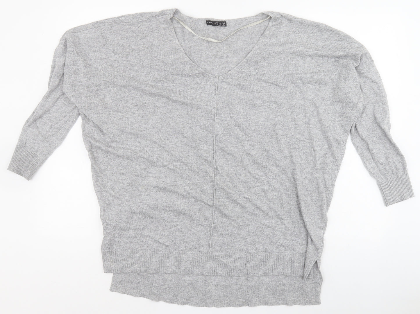 Primark Womens Grey V-Neck  Viscose Pullover Jumper Size M