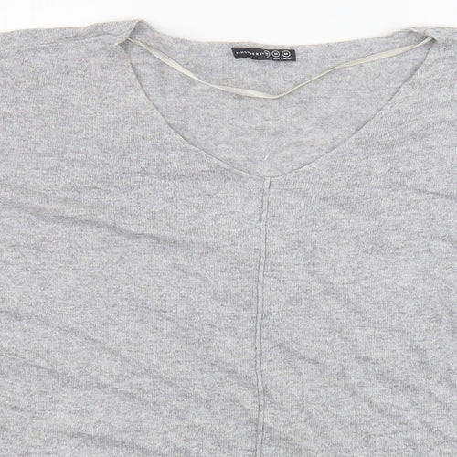 Primark Womens Grey V-Neck  Viscose Pullover Jumper Size M