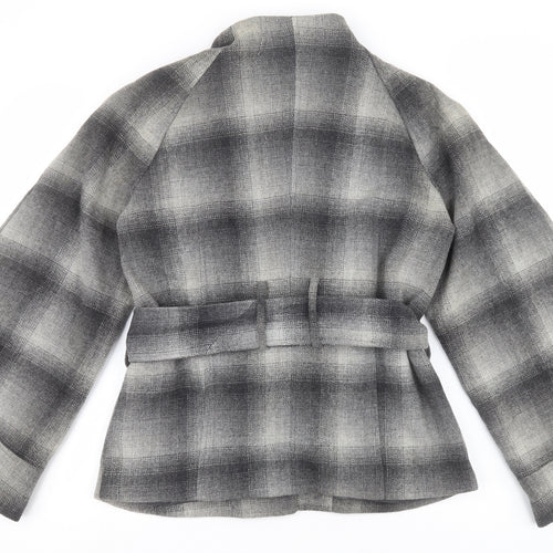 Et vous Womens Grey Check  Overcoat Coat Size 12   - Belted