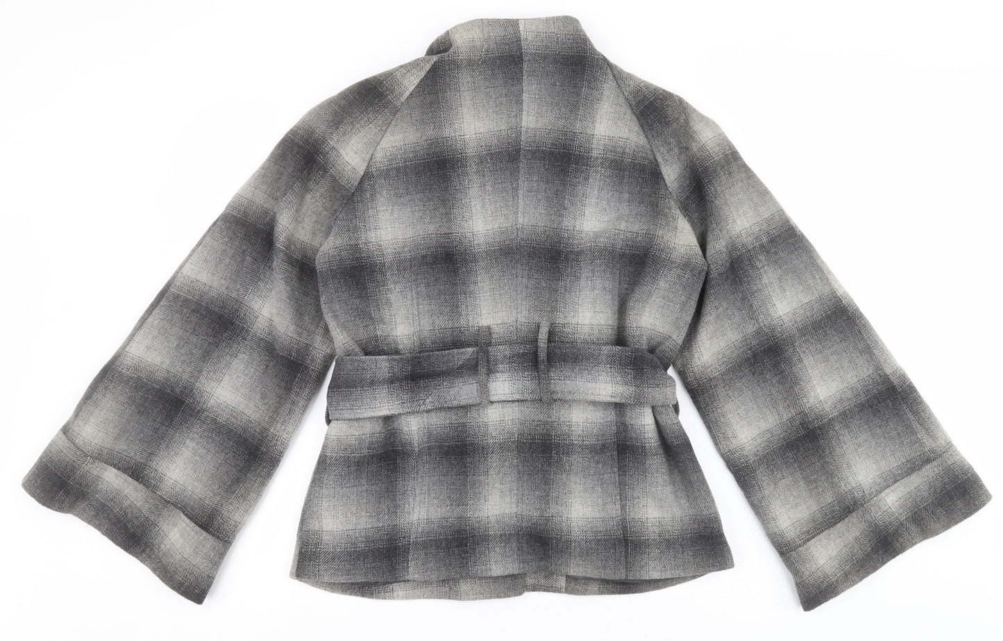 Et vous Womens Grey Check  Overcoat Coat Size 12   - Belted