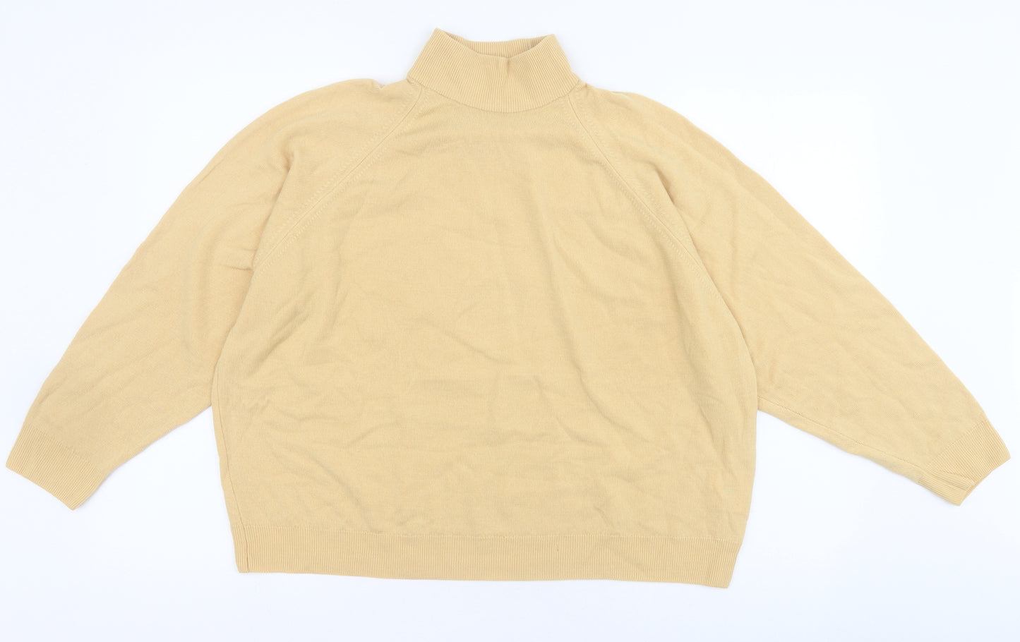Country Collection Womens Yellow High Neck  Wool Pullover Jumper Size 22