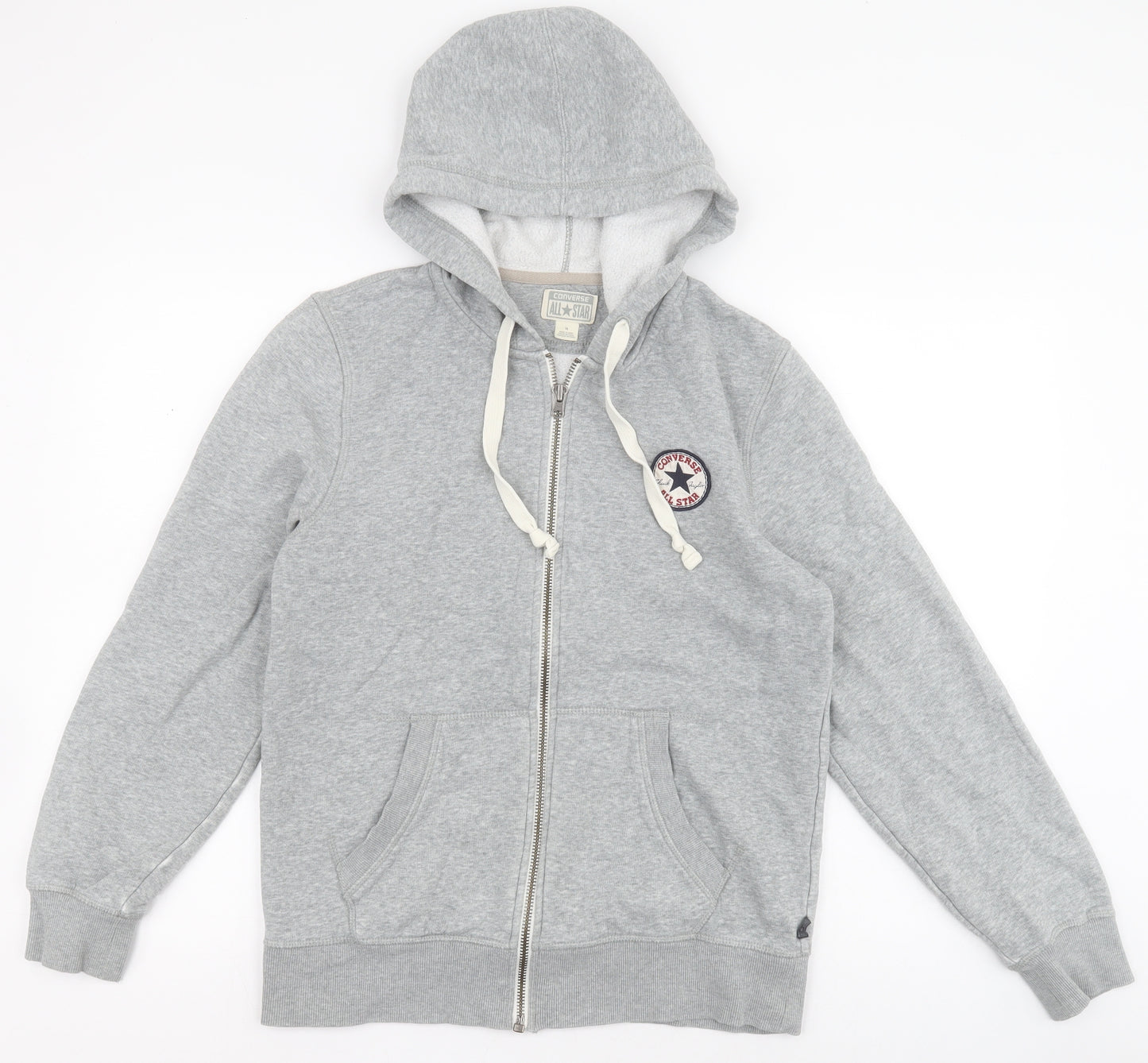 Converse Mens Grey  Cotton Full Zip Hoodie Size M