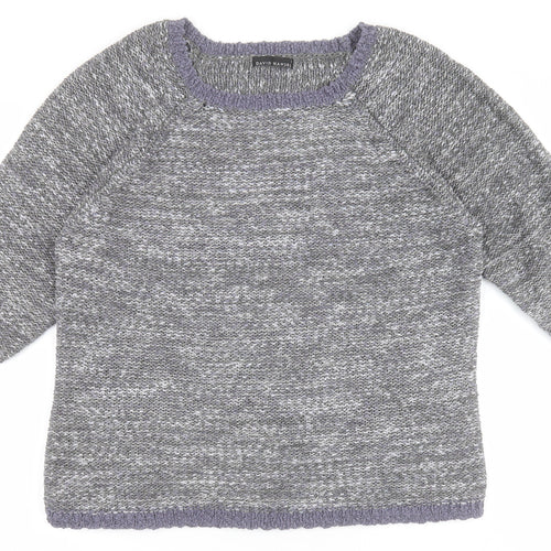 David Emanuel Womens Grey Round Neck  Acrylic Pullover Jumper Size L