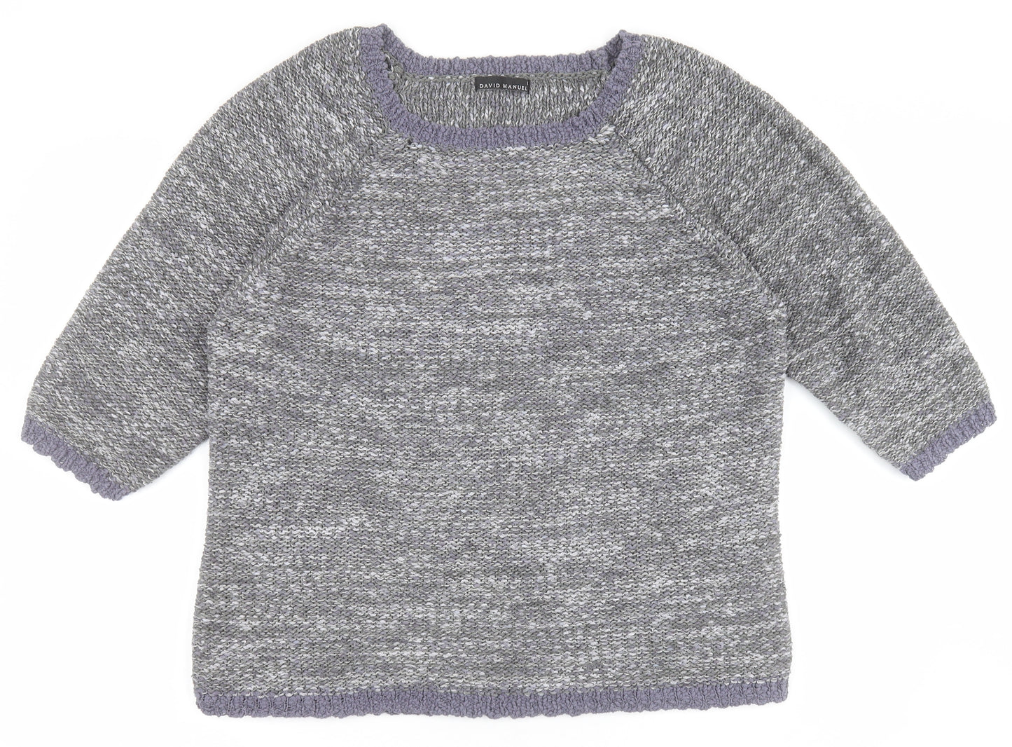 David Emanuel Womens Grey Round Neck  Acrylic Pullover Jumper Size L