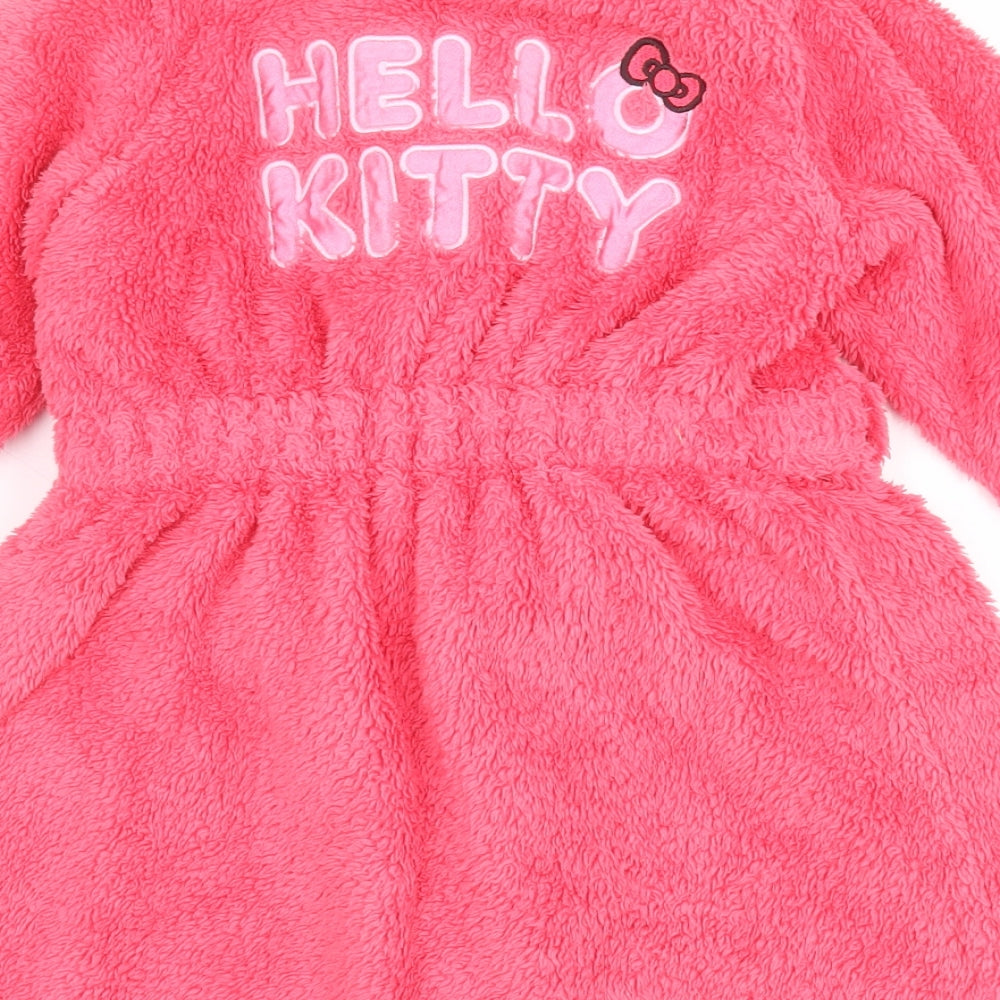 Marks and Spencer Girls Pink Solid 100% Polyester  Robe Size 2-3 Years  Tie - Hello Kitty