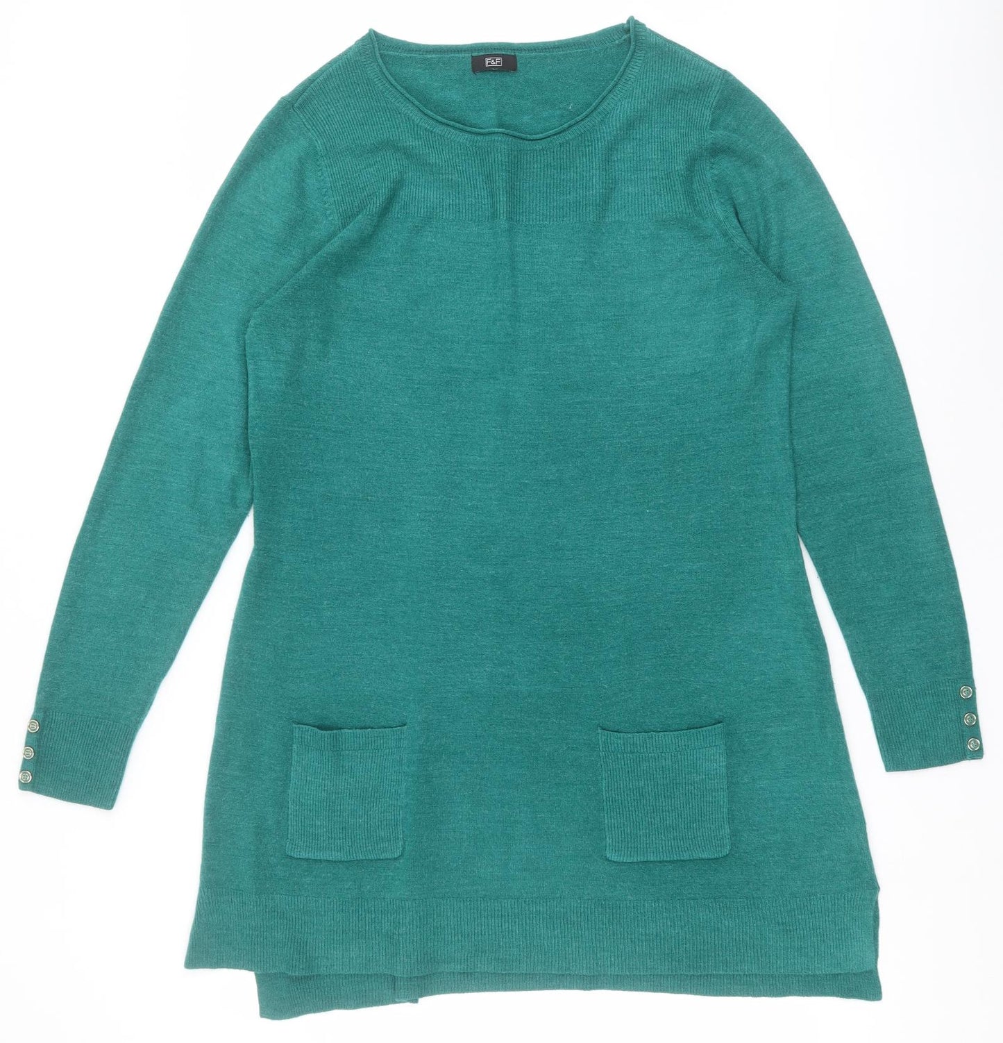 F&F Womens Green  Acrylic Jumper Dress  Size 18  Round Neck